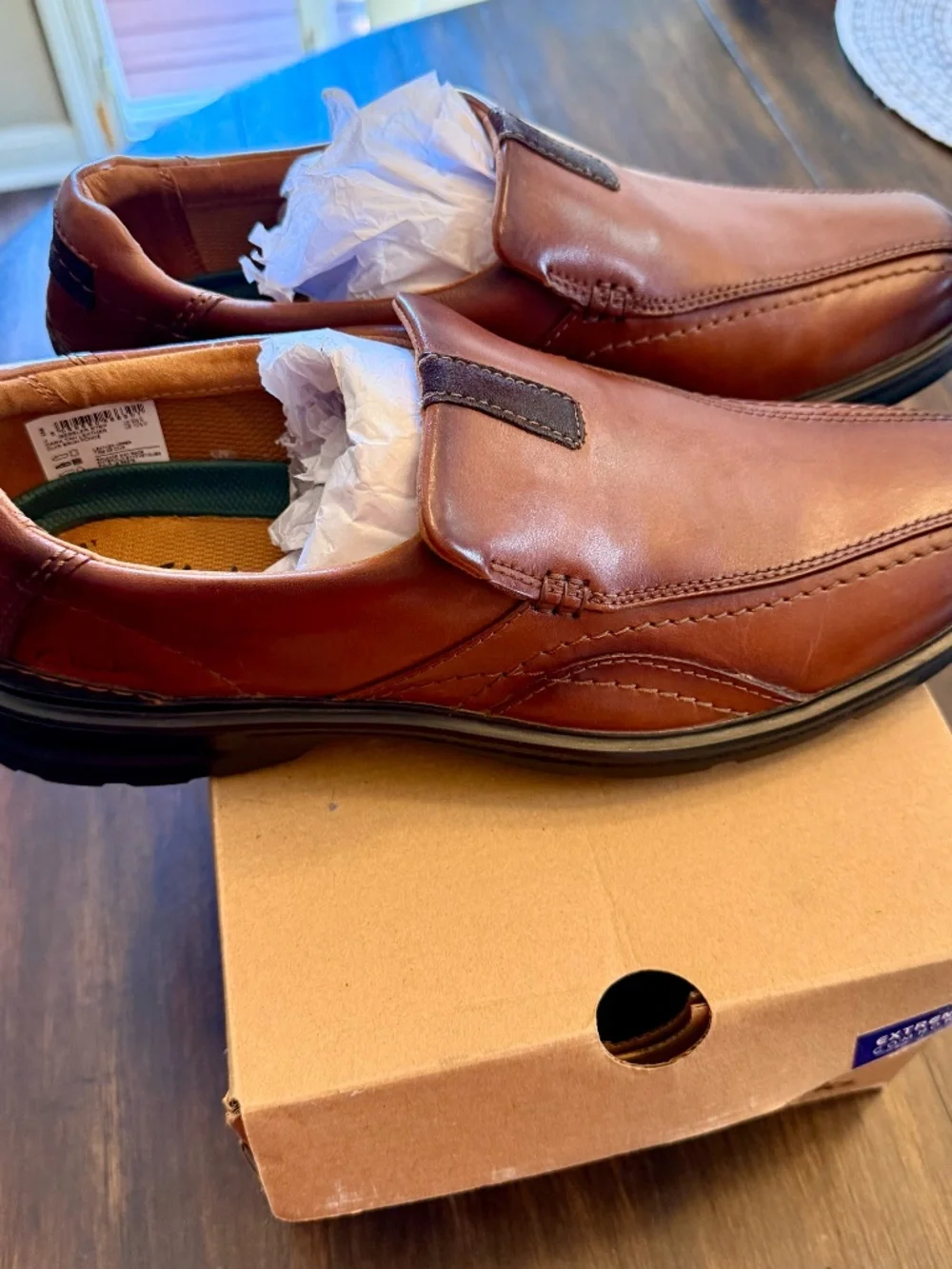 Clarks Men's Gessler Step Leather Slip On Loafers - Dark Tan - Size 10.5 M